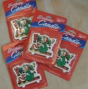 4 Fiesta Cake Topper Candles Party Supplies